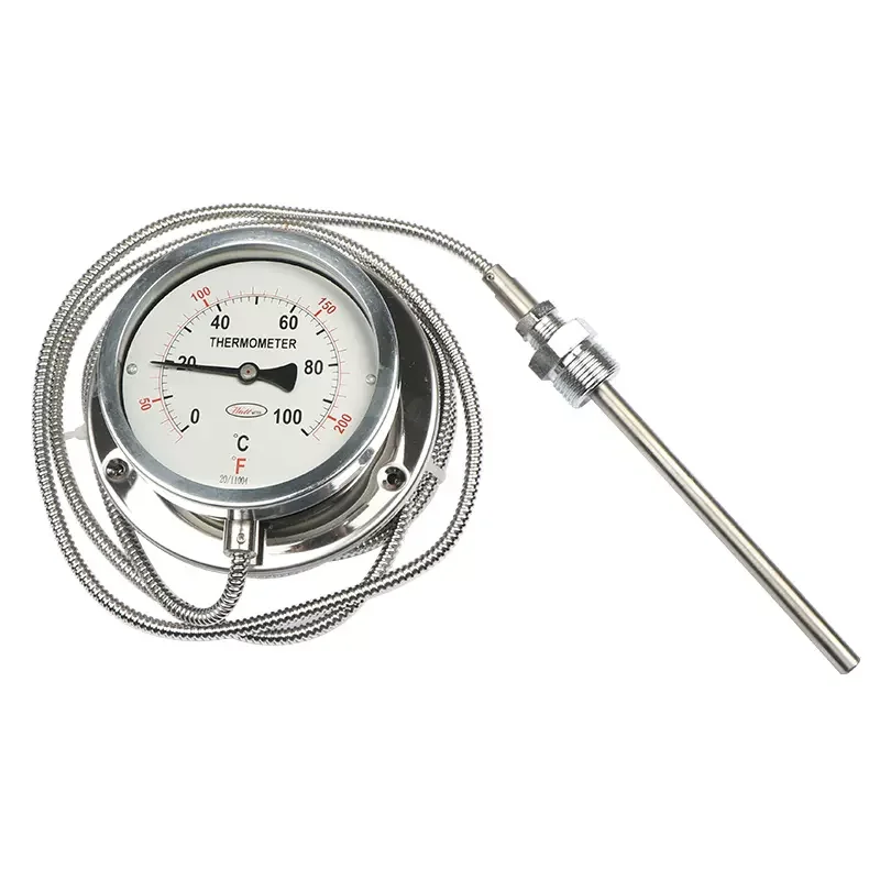 Good Quality 100mm Dia 2m Capillary Length Gas Expansion Stainless Steel Remote Capillary Thermometer