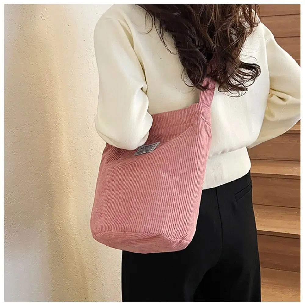 1PC Corduroy Crossbody Bags Women Shoulder Bag Ladies Handbag Bucket Bags Large Capacity Shopping Bags Beach Bag