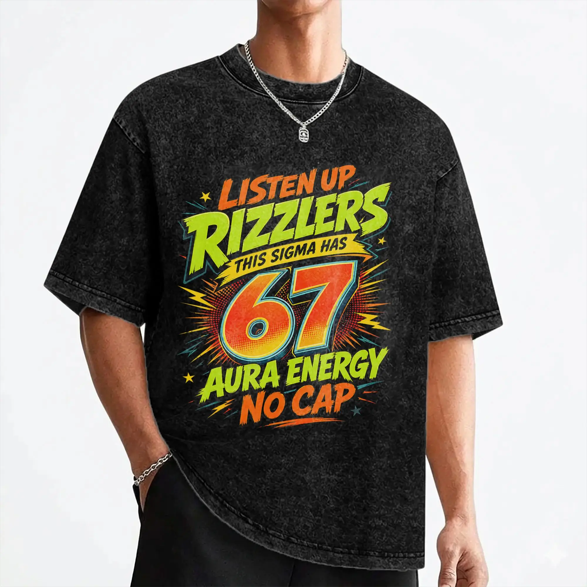 Washed T Shirts Listen up Rizzlers This Sigma has 67 Hip Hop T-Shirts Harajuku  Streetwear Short Sleeve Tops Tees Men Women