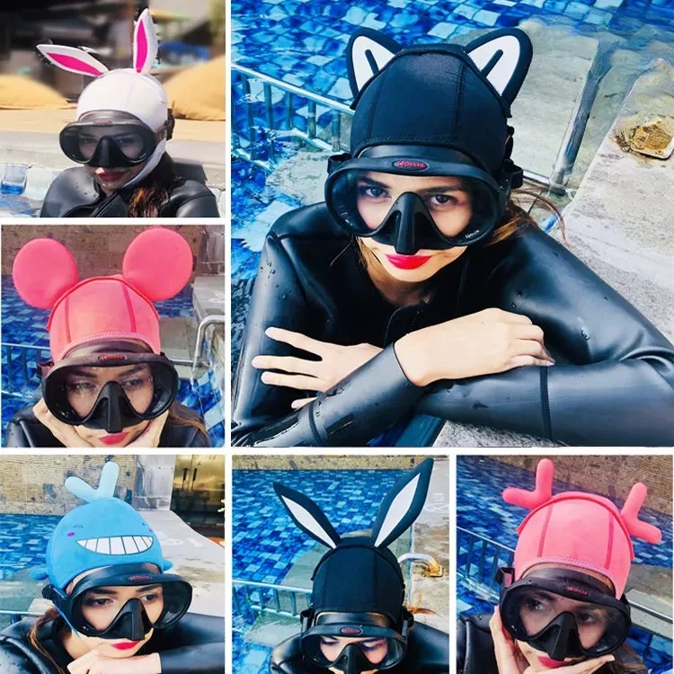 Cartoon Diving Head Cover Diving Cap, Removable Changing Shape Warm Sun Protection Ventilation Hole