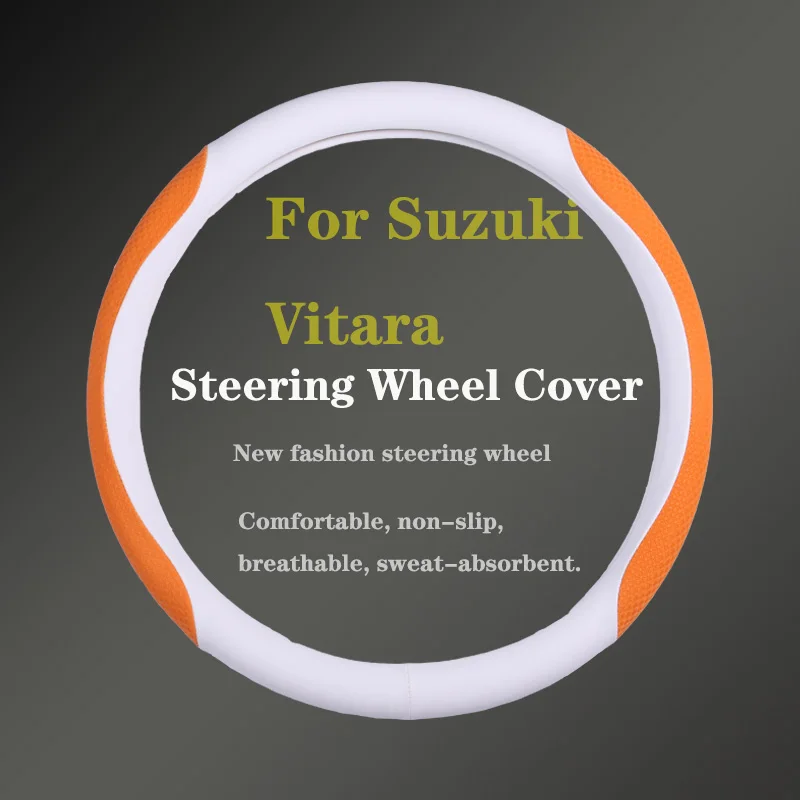 Funda para volante de coche Suzuki Vitara, cuero genuino, fibra de carbono, verano e invierno, hombre y mujer