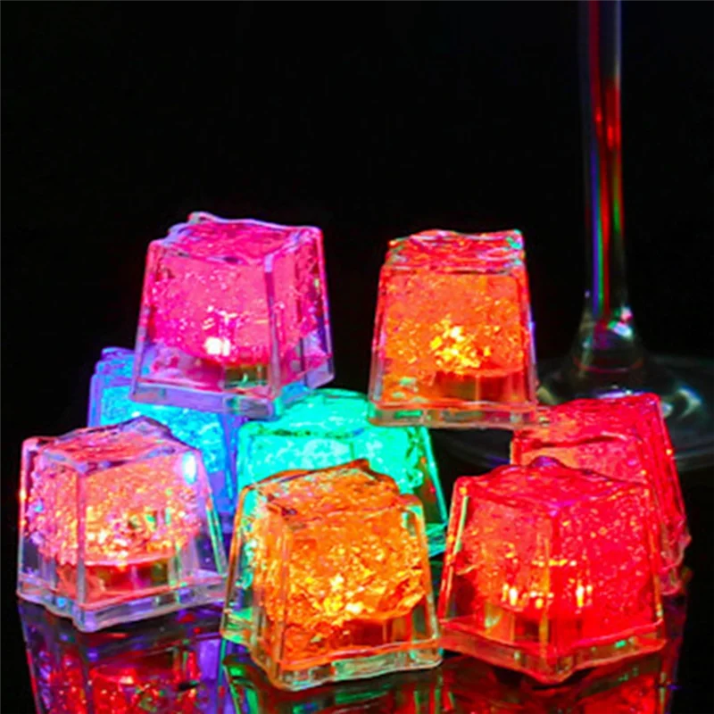AF93-12PCS À Prova D' Água LED Cubo de Gelo Colorido Piscando Brilha No Escuro Ilumine Para Bar Clube Beber Decoração de Festa