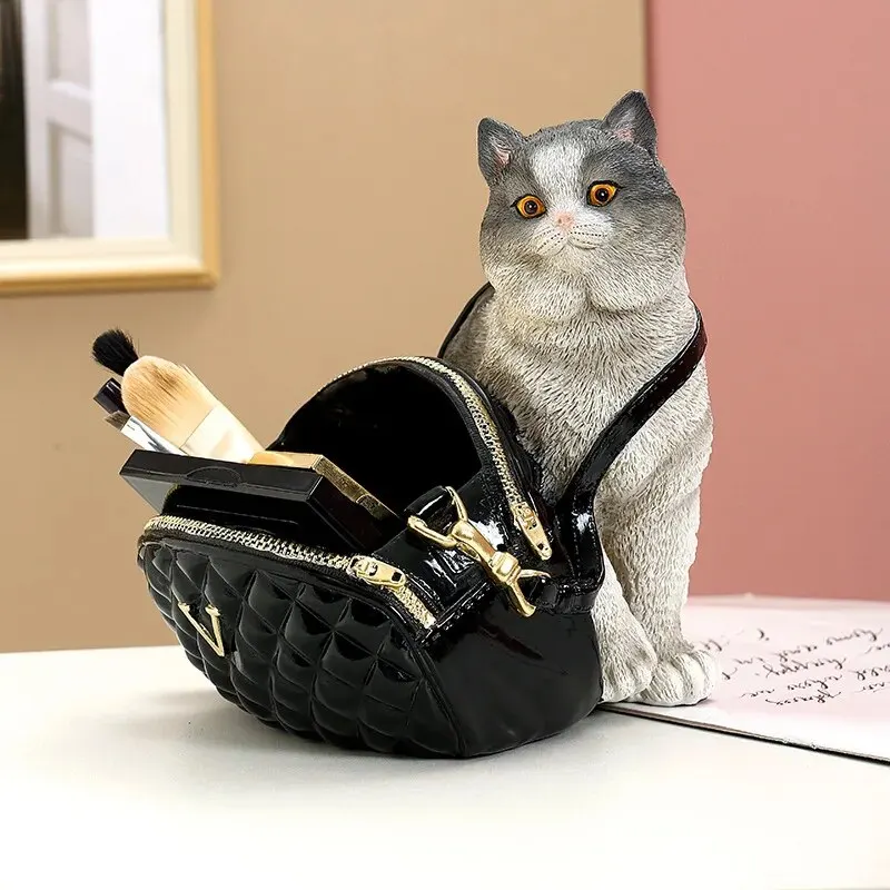 Realistic Light Luxury Cats Are Collected Into Household Xuan Ornaments Resin Crafts Desktop Storage Box Decoration