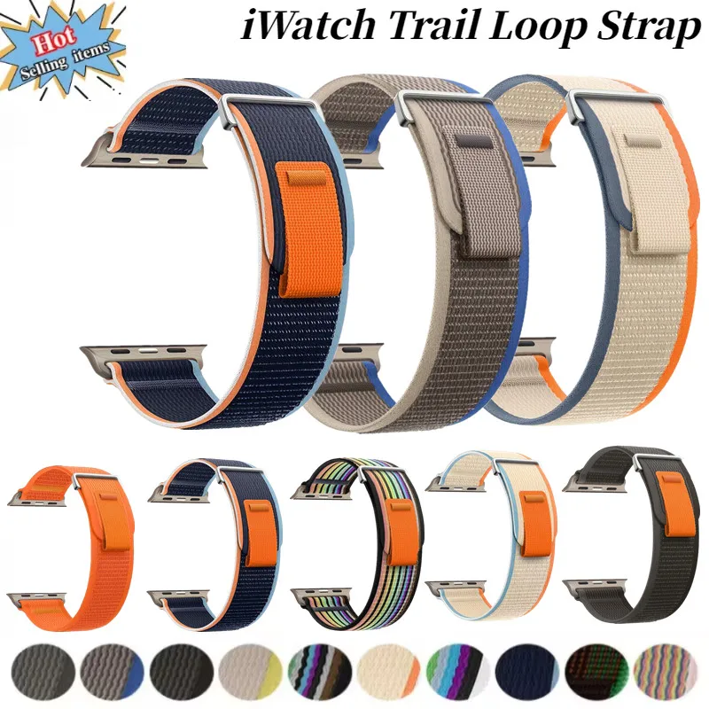 Trail Loop Strap For Apple Watch Ultra 2 49mm Series 10 9 8 7 46mm 45mm 41mm 42mm Sports Nylon Wristband iWatch 6 5 4 SE 44/40mm