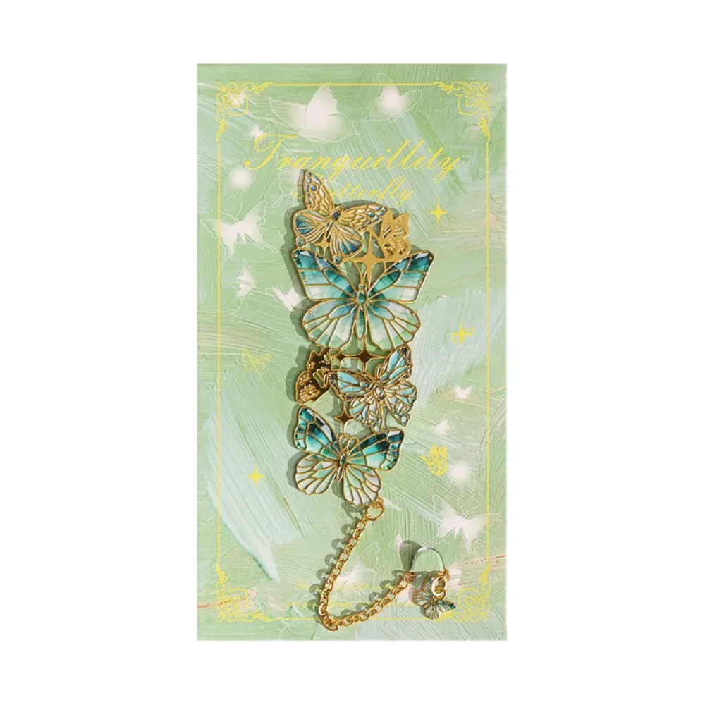 Vintage Metal Butterfly Bookmark Chinese Style with Tassel Butterfly Shape Bookmark with Chain Pendant Sturdy