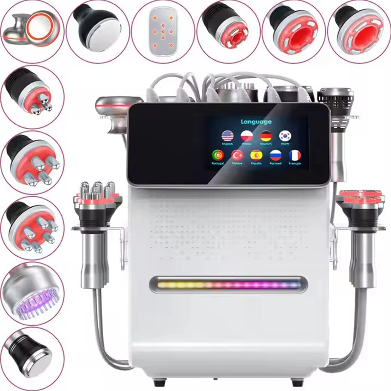 Newest 2024 80K 11 in 1 radiofrequency vacuum RF ultrasonic fat cavitation machine salon beauty equipment with laser pad