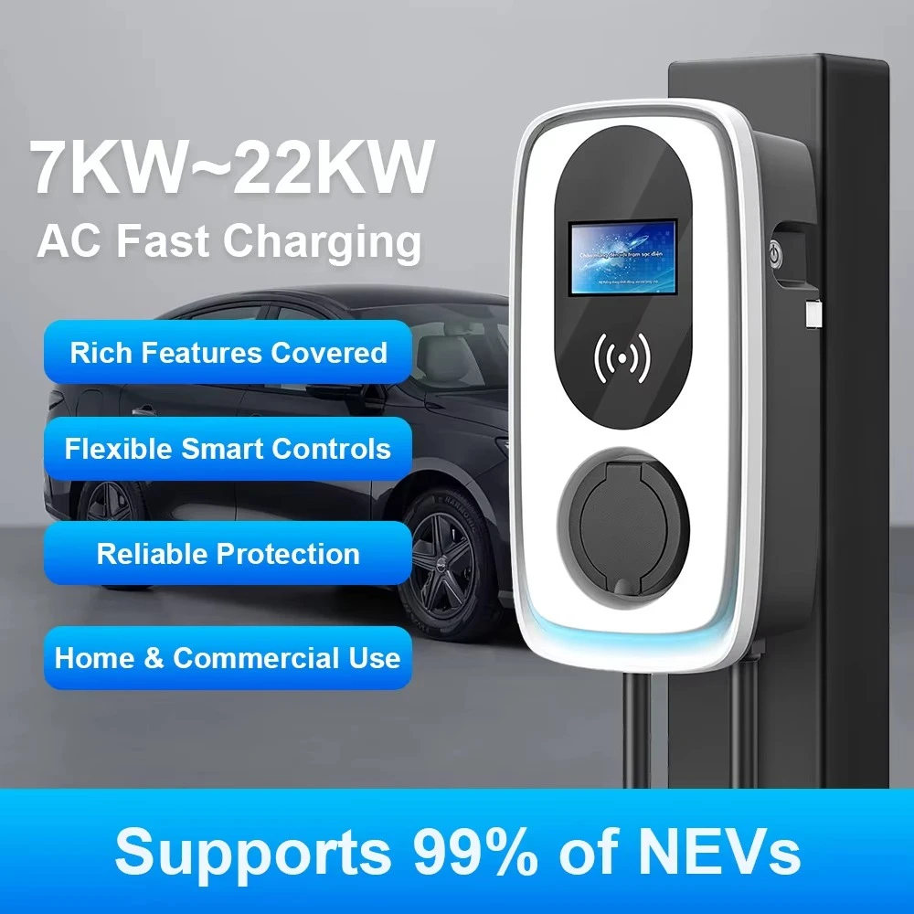 

For Tesla Electric Car Home Fast Change 22kw Type 2 Ev Charger with Type 2 Ev Cable for Byd New Energy Vehicle Parts Accessories