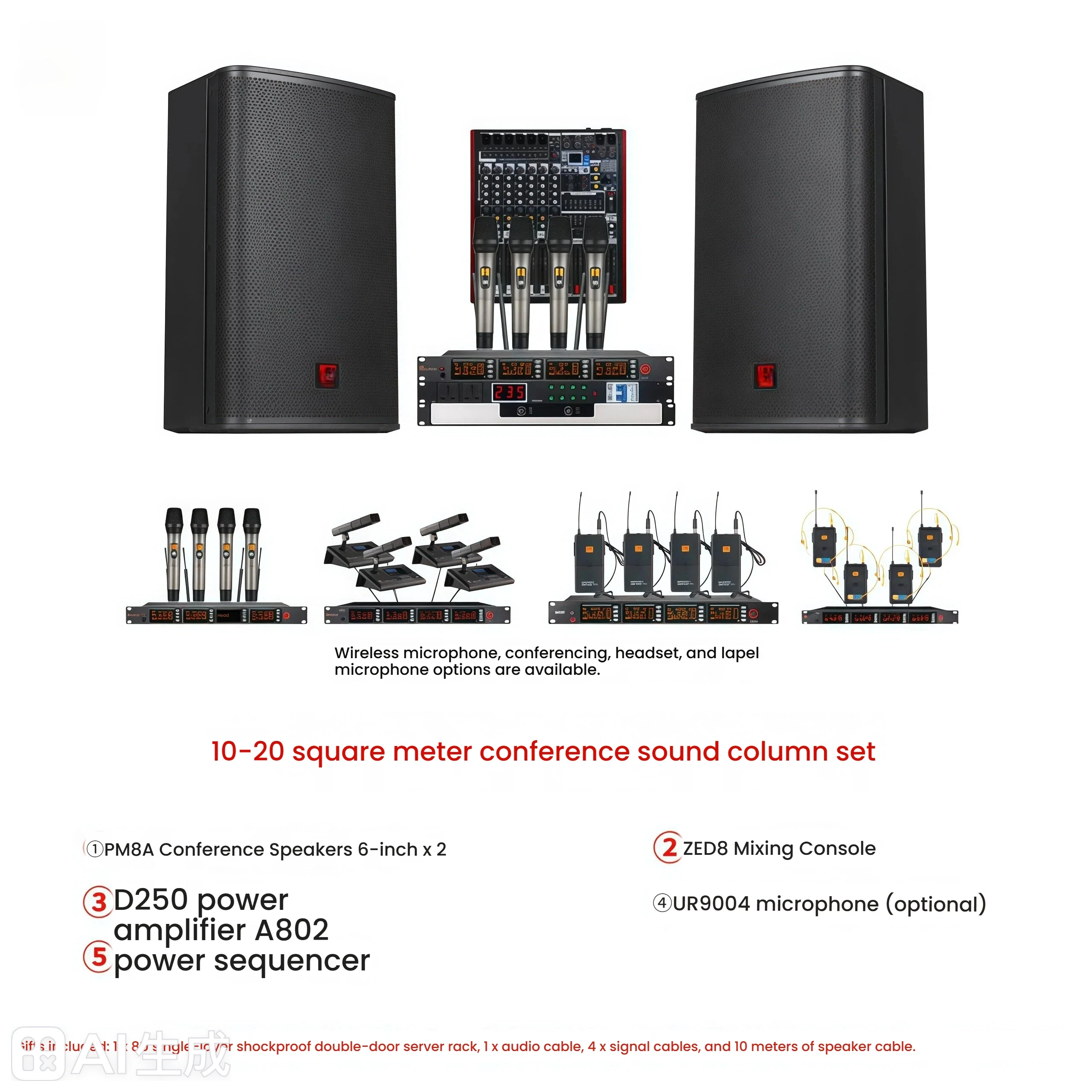 6inch Professional Conference Speaker Set Neodymium Metal 120W Output Power Multimedia Classroom Audio Microphone Equipment 120V
