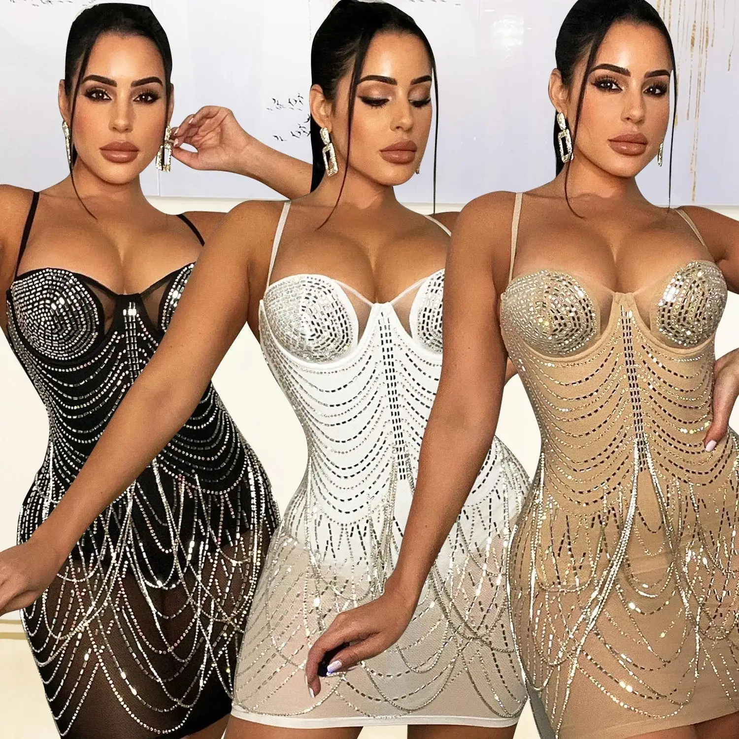 

OS6693 Summer New Sexy Me Tassel Strapl Dr Club Faion mid Waist No Sve Women's Dr Ciwalk Single Piece