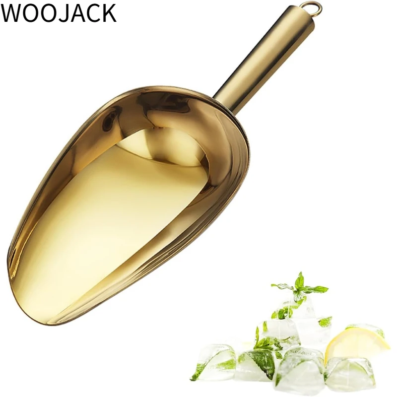 Stainless Steel Ice Scoop 6OZ Small Food Candy Scoop for Kitchen Bar Party Wedding Metal Ice Scooper for Ice Bucket Golden