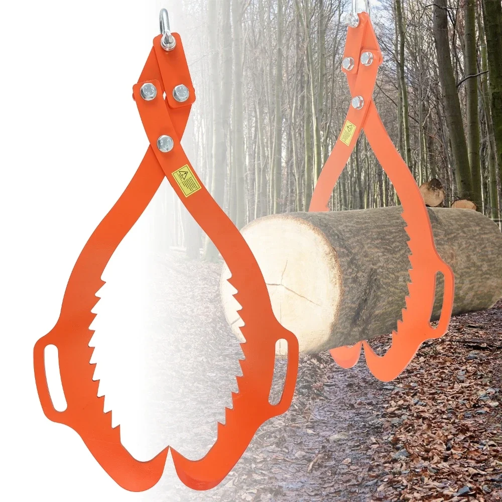 

32 inch 2 Serrated Claw Hook Log Lifting Clamp Wood Steel Plate Heavy Duty Grapple Timber Claw for Trucks ATVs Tractors Pulleys