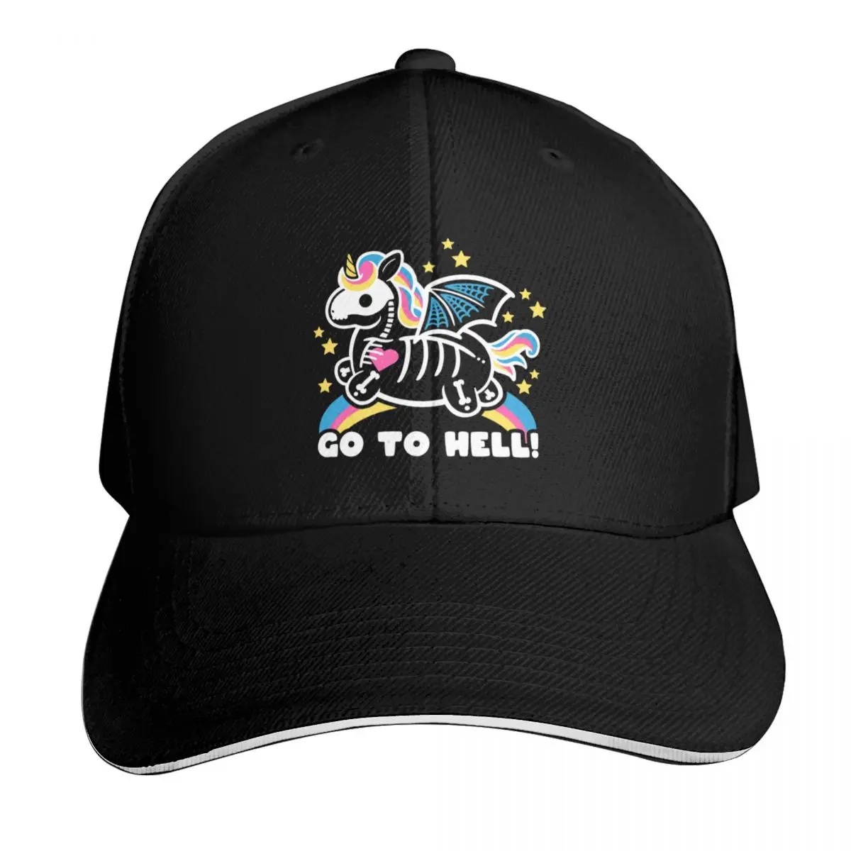 Skeleton unicorn Baseball Cap Lightweight Packable Gift for Him Her Casual Daily Wear