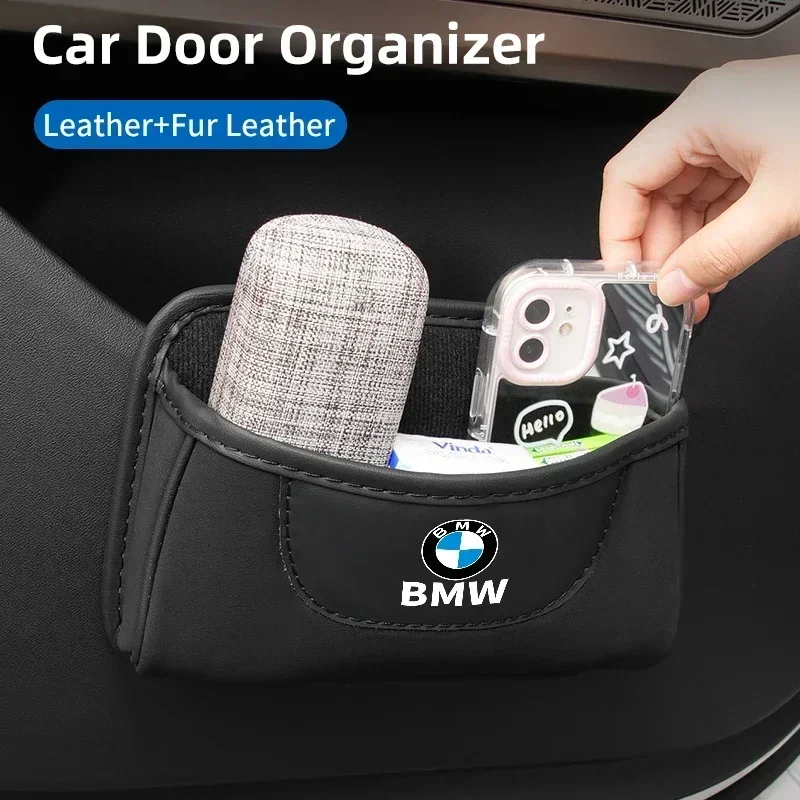 

-Car Door Organizer PU Leather Door Side Storage Pocket Key Phone Holder For BMW 5 Series X3 X5 G01 G05 F30 G20 G32 F10 G30 G60