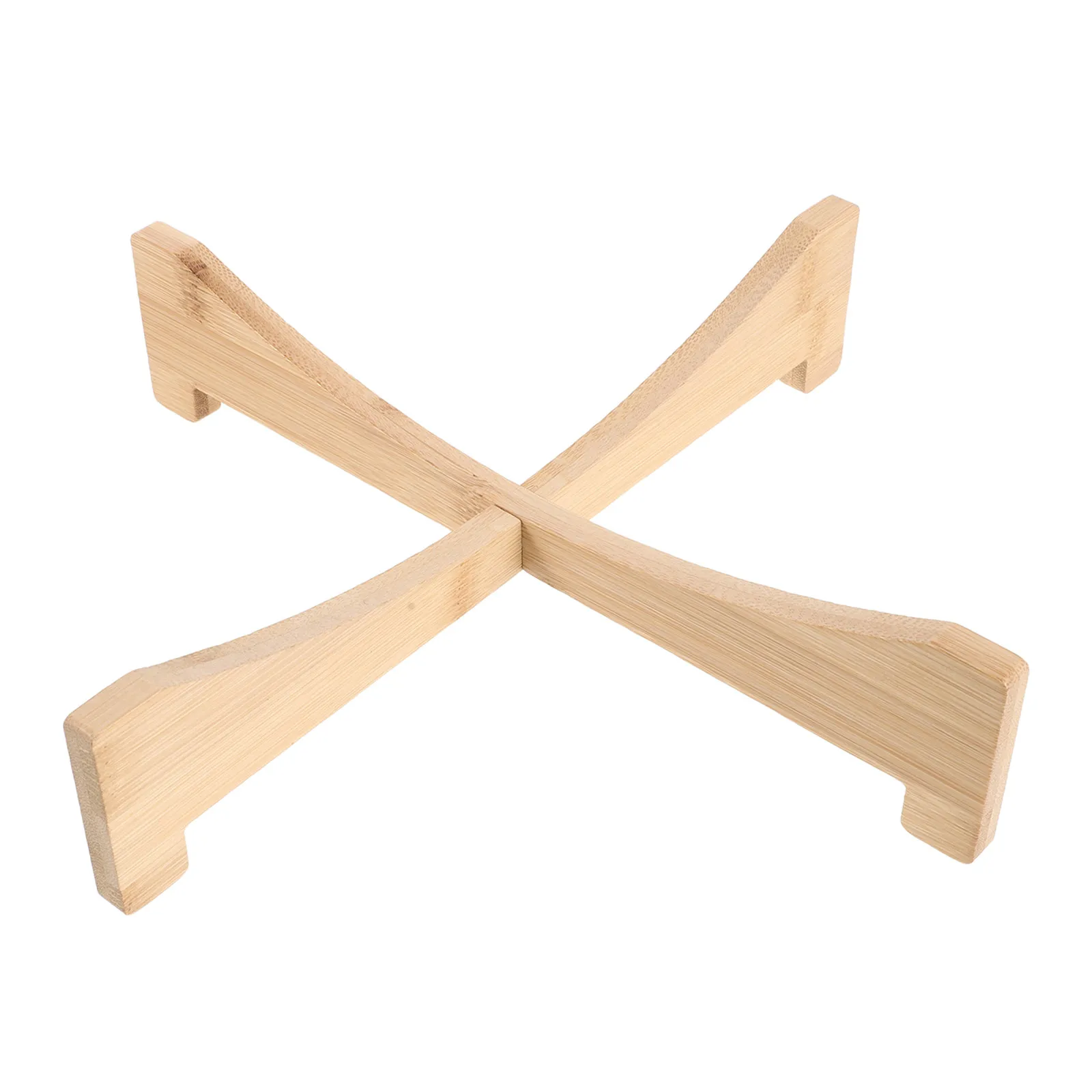 Large Wood Plant Riser Stand 2.36 Tall Cross Shaped Flower Pot Holder Drip Tray Detachable Four Leg Shape Pot Base Indoor