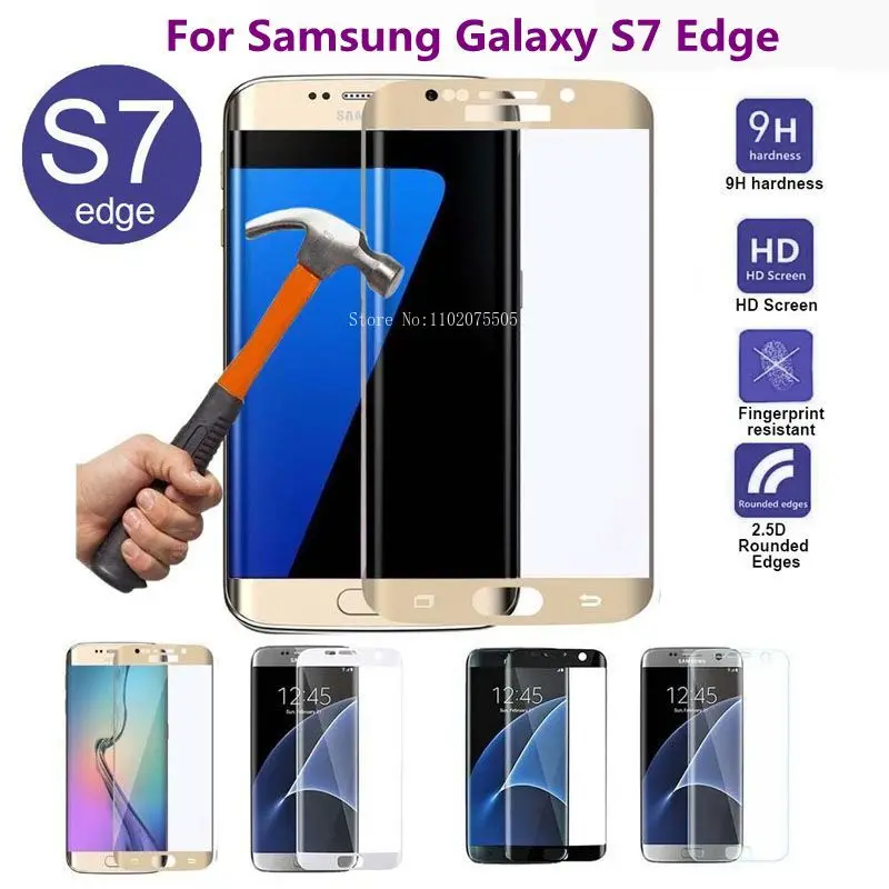 Full Cover Curved Tempered Glass For Samsung Galaxy S7 Edge Screen Protector protective film For G9350 A60glass Water-Resistant