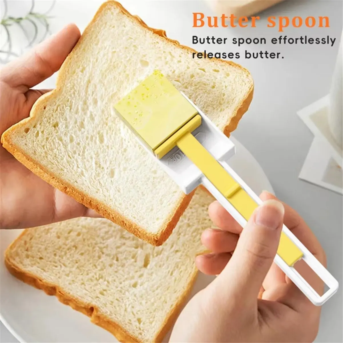 *AIMA Butter Storage Box with Quantitative Cutting Spoon and Lid - Cheese Keeper, Refrigerator Butter Crisper for Freshness