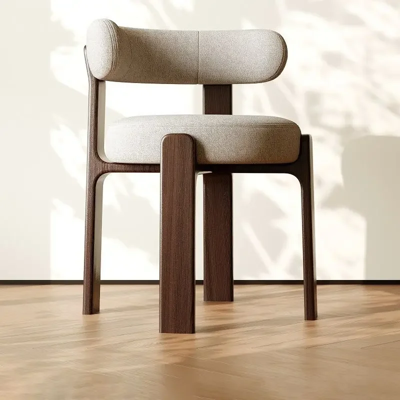 Nordic style oak solid wood soft bag dining chair complete furniture makeup antique dining chair household Italian style