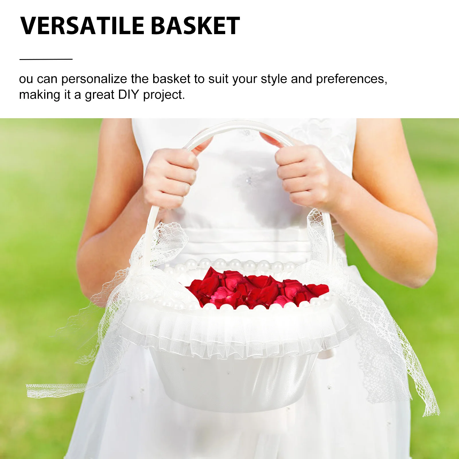 

Flower Basket Lightweight Portable Lace Design For Wedding Party Petal Storage Basket Bride Flower Container Wedding