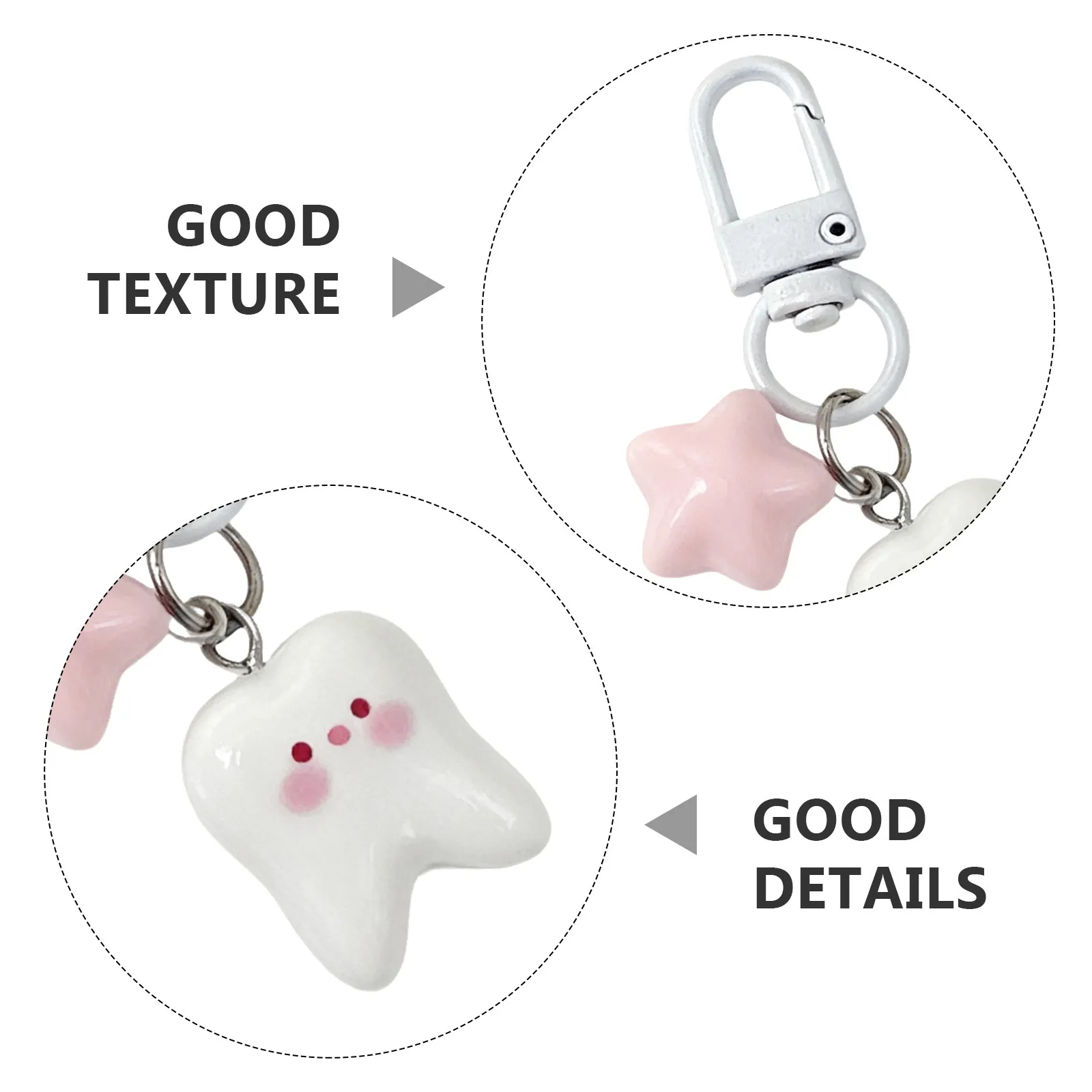 10Pcs Kawaii Tooth Keychain Pendant Mini Backpack Bag Charm Party Favor Basket Stuffer Tooth Shape Keychain Mini Cute Bag Charm - view 4