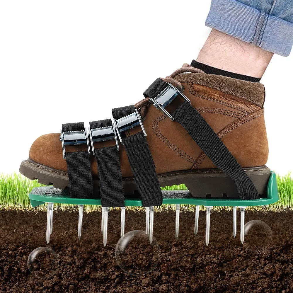 Y22A-Aerator Shoes 4 Adjustable Straps Heavy Duty Spiked Sandals Shoes With Metal Buckles One Size Fits All Spikes Shoes