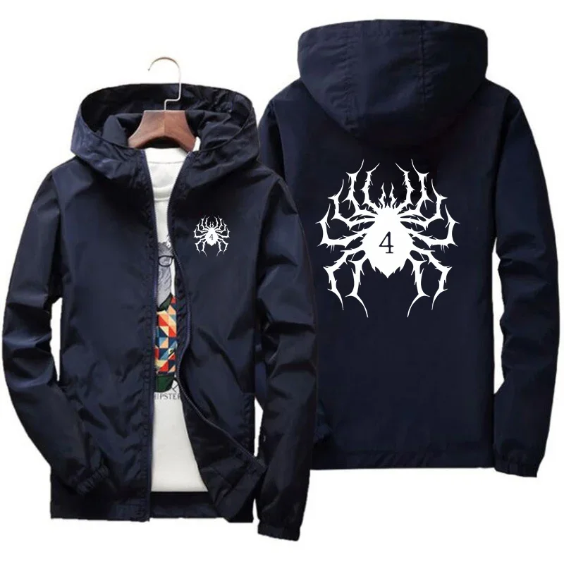 

2025 New Outdoor Travel Men'S Spider Pattern Printing Hooded Jacket Spring Fall Zipper Lightweight Comfortable Camping Hiking