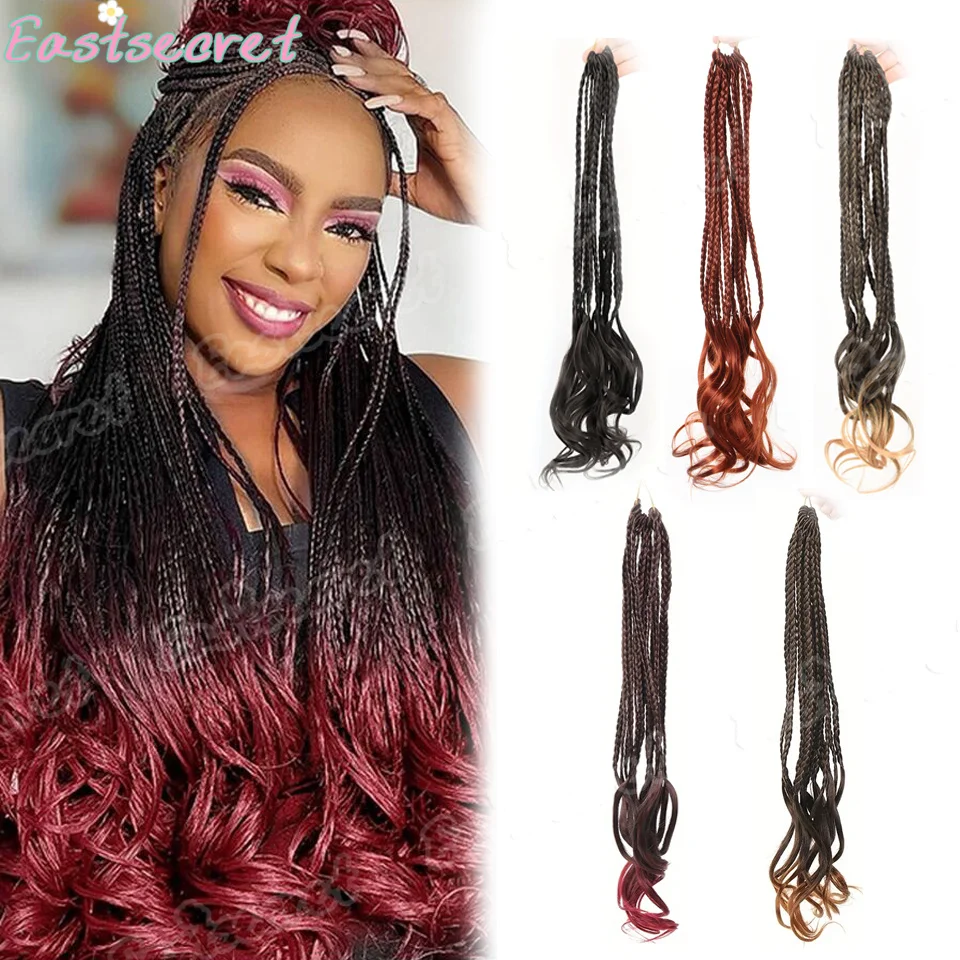 

18-дюймовые французские кудрявые косы-боксы для плетения крючком, омбре от коричневого до блонда, с предварительно привязанными петлями, синтетические французские кудри для женских причесок