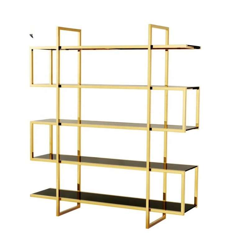 

Gold stainless steel glass wine cabinet bar living room furniture wine rack