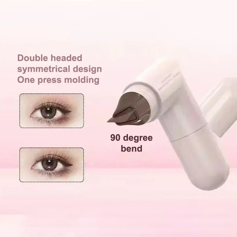 Timbro per eyeliner a doppia testa Timbro per eyeliner integrato Sigillo di contorno preciso Eyeliner a lunga durata Penna liquida Cosmetici per il trucco