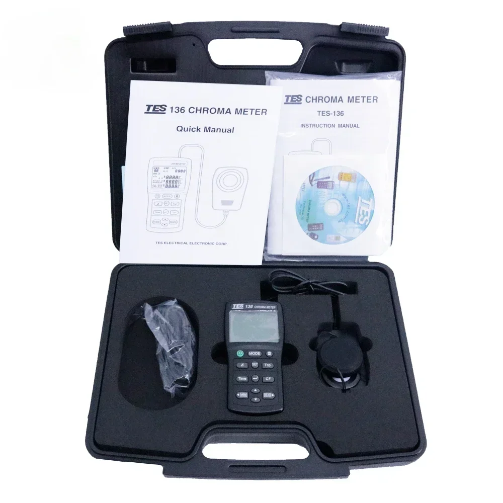 

TES-136 Digital Chroma Meter Illuminometer Meter With Data Logger Function TES136