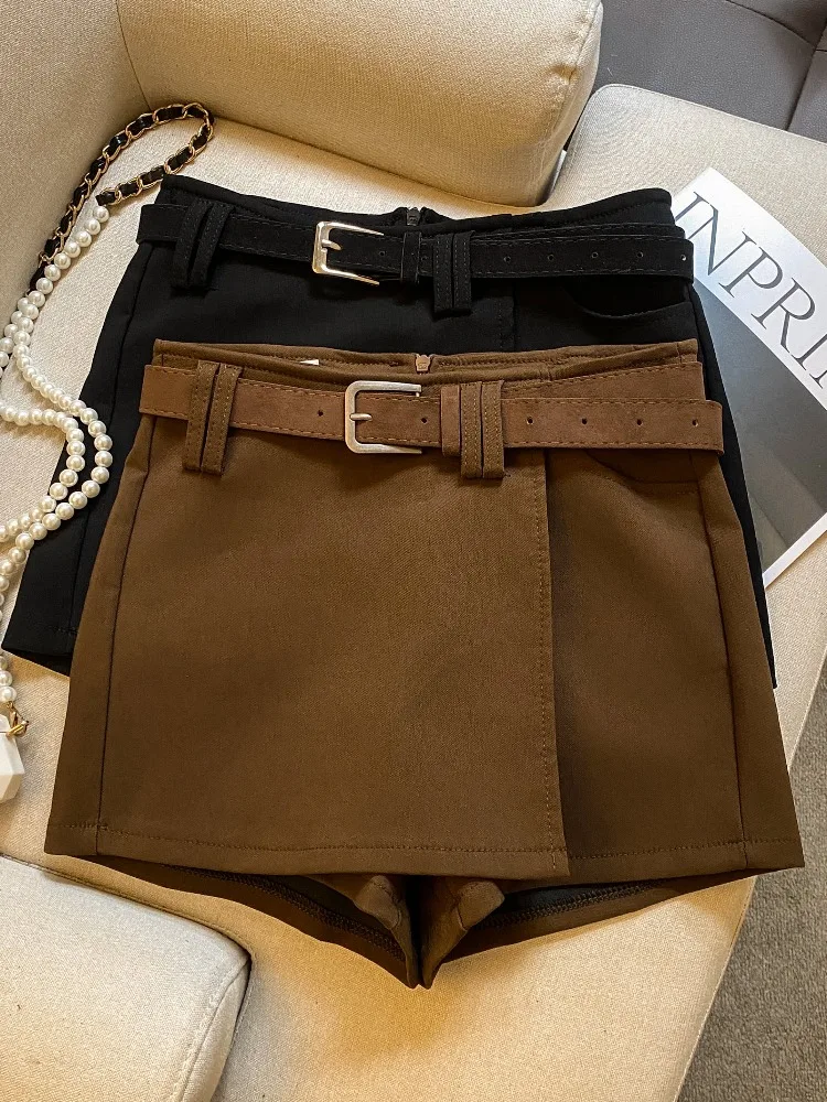 

High Waist American Sle Spicy Girl Coffee Color Wrap Body f Skirt Women's Autumn Model a Line Suit Skirt with Belt Slimm...