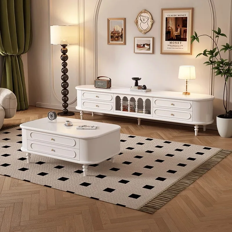 Custom White Narrow Tv Stands Vintage Storage Universal Luxury Tv Stands Minimalist Showcase Mueble Para Televisor Furniture