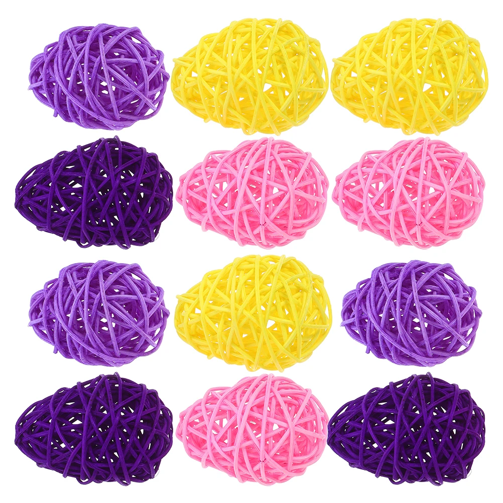 

12 Pcs Rattan Wicker Balls 6 5CM Colorful Handmade Easter Decorations for Party Wedding Centerpiece Holiday Crafts