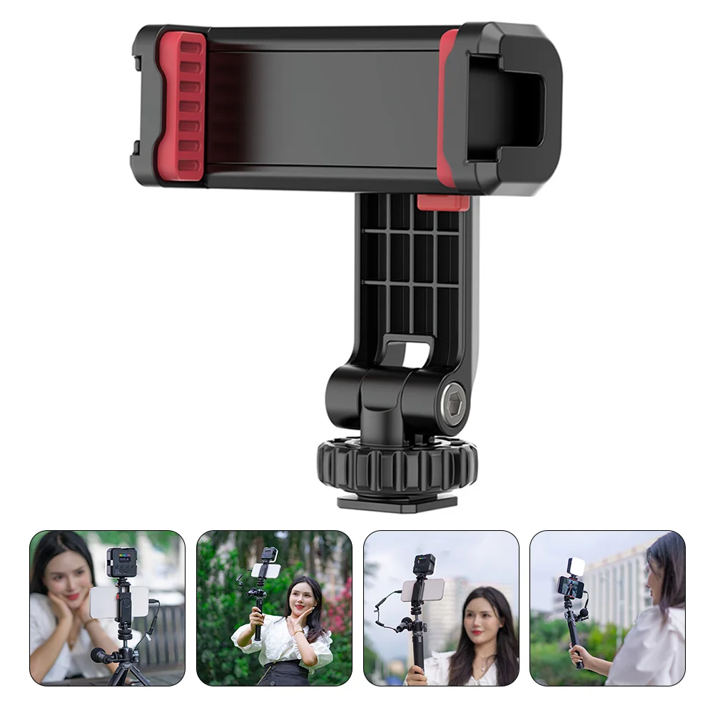 Double Head Mobile Phone Holder Tripod for Cell Smartphone Clip Adapter Mount with Cold Shoe Mounting Abs Rotates