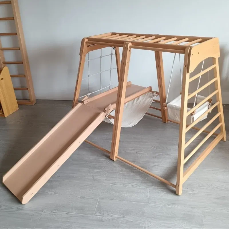 

Children's slide solid wood climbing frame