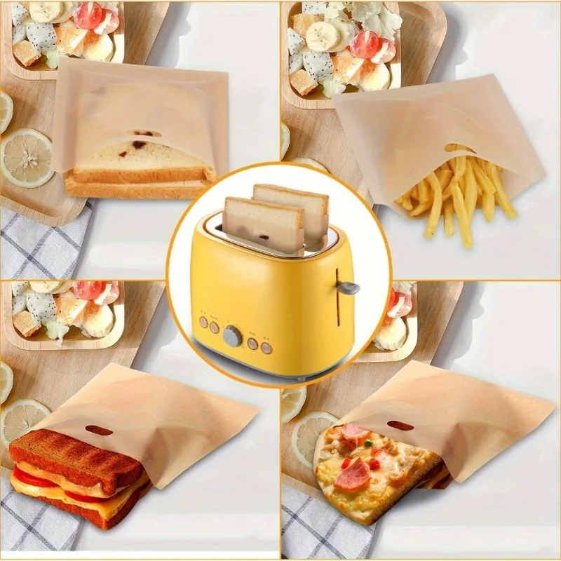 Reusable Toaster Bags Non-Stick Heat-Resistant Sandwich Toast Bags for Grilled Cheese Gluten-Free Bread Easy Clean Cooking Tool