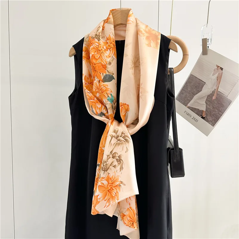 

Spring new temperament elegant mother style silk long scarf