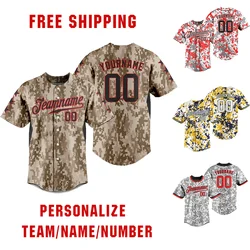 Custom Baseball Jersey Camouflage T-shirts Breathable Sportswear Team Traning Uniform Personalized Team Name Logo Number