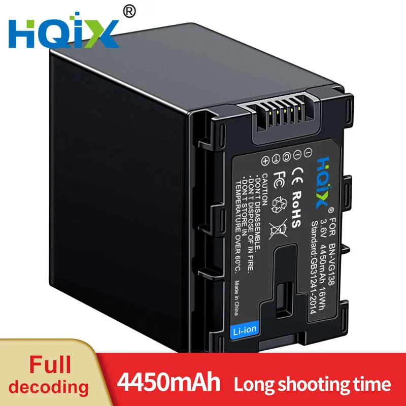 

HQIX for JVC GZ-HM30 HM50 HM300 HM320 HM330 HM545 HM450 HM550 HM570 HM650 HM670 HM855 HM870 GX3 Camera BN-VG138 Charger Battery