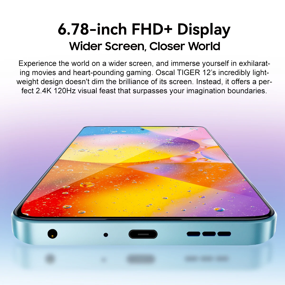 هاتف ذكي OSCAL TIGER 12 Helio G99 بشاشة 6.78 بوصة 120 هرتز 2.4K هاتف محمول بشاشة 8 جيجابايت + 128 جيجابايت/12 جيجابايت + 256 جيجابايت، 64 ميجابكسل، هاتف محمول Android13