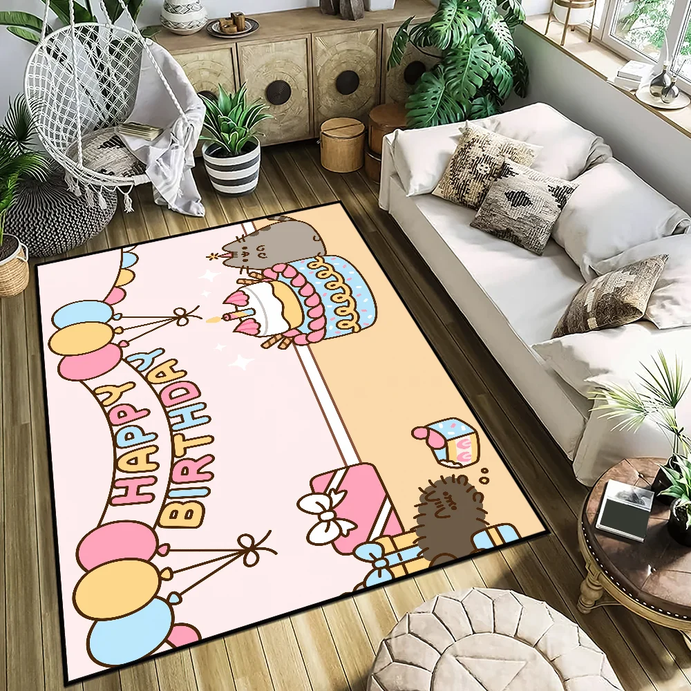 Cartoon P-Pusheens Cute Cats small carpet Bedroom Kitchen Door Bathroom Anti-Slip Living Room Large Carpet Decoration