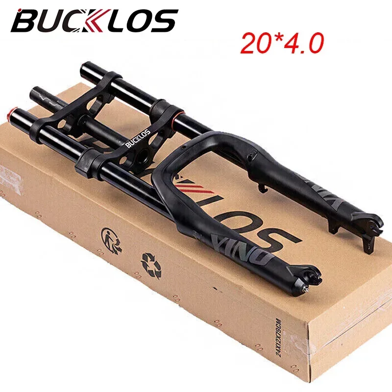 BUCKLOS Snow/Beach Bike Rim Suspension Fork 20 Aluminum Alloy Air Pressure Quick Release MTB Bicycle Fork Fatbike 20x4\