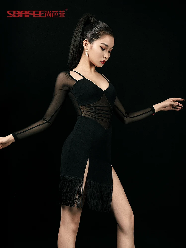 

Latin High-end Professional Competition Dress For Female Adults Tassel Dance Performance