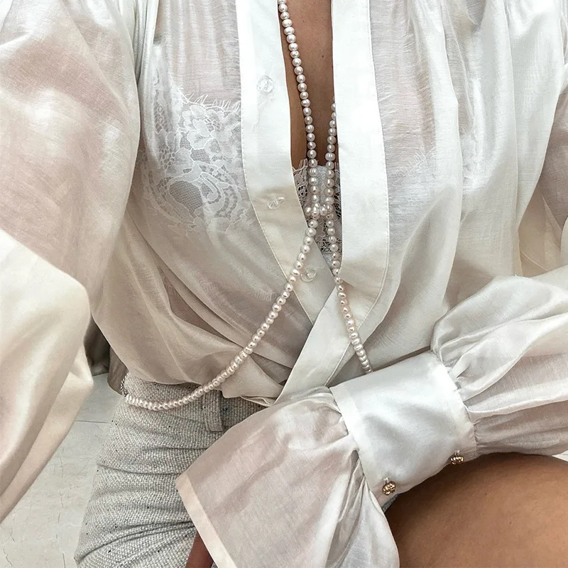 Autumn Women's Fashion Loose Turn Down Collar Shirt Office Lady Solid Versatile Flare Sleeve Blouse Casual Elegant Female Top