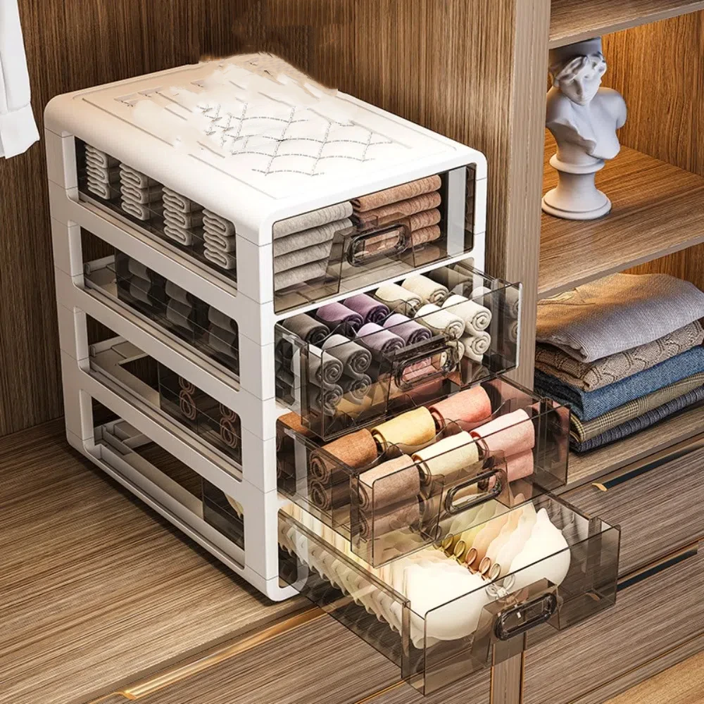 

Новый штабелируемый ящик для хранения ящиков большой емкости с разделителями, шкаф для хранения пылезащитный водонепроницаемый органайзер для нижнего белья