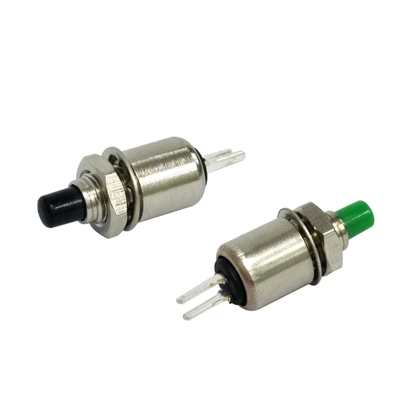 

20 x красный, зеленый, черный, 2-контактный SPST ВЫКЛ-(ВКЛ) НЕТ 0,5 А, 125 В переменного тока, 5 мм, кнопочный переключатель с отверстием, мгновенный