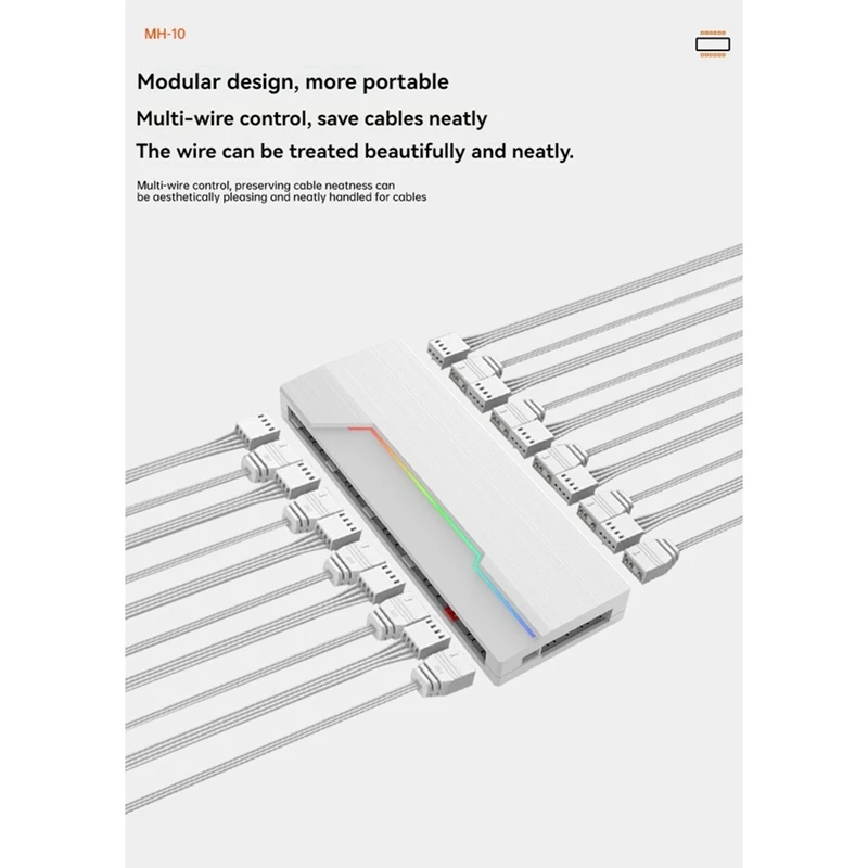 1 To 10 PWM & ARGB Hub Splitter 4 Pin PWM Hub 5V 3Pin Addressable ARGB Adapter SATA Interface Concentrator For Case Fan