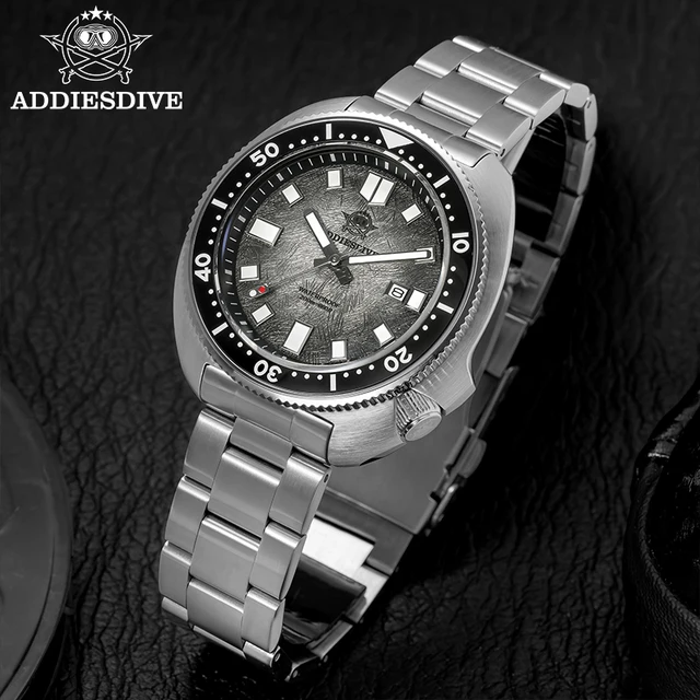 Addiesdive relógio de luxo masculino 20bar display à prova dwaterproof água ad2511 vidro safira reloj hombre bgw9 super luminoso relógios quartzo