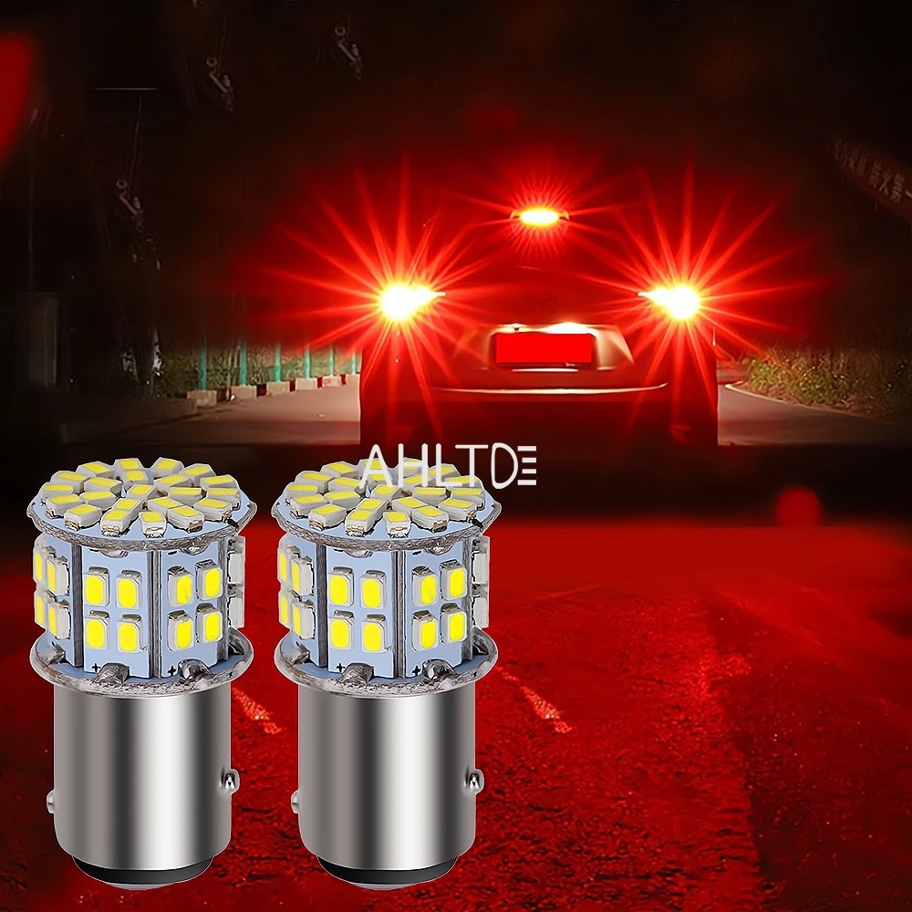 1/2/4/10Pcs 1156 Ba15s 1157 Bay15d Car Trunk Lights Yellow White Red 50SMD LED 12V Brake Turn Signal Lamp P21W Auto Reverse Bulb