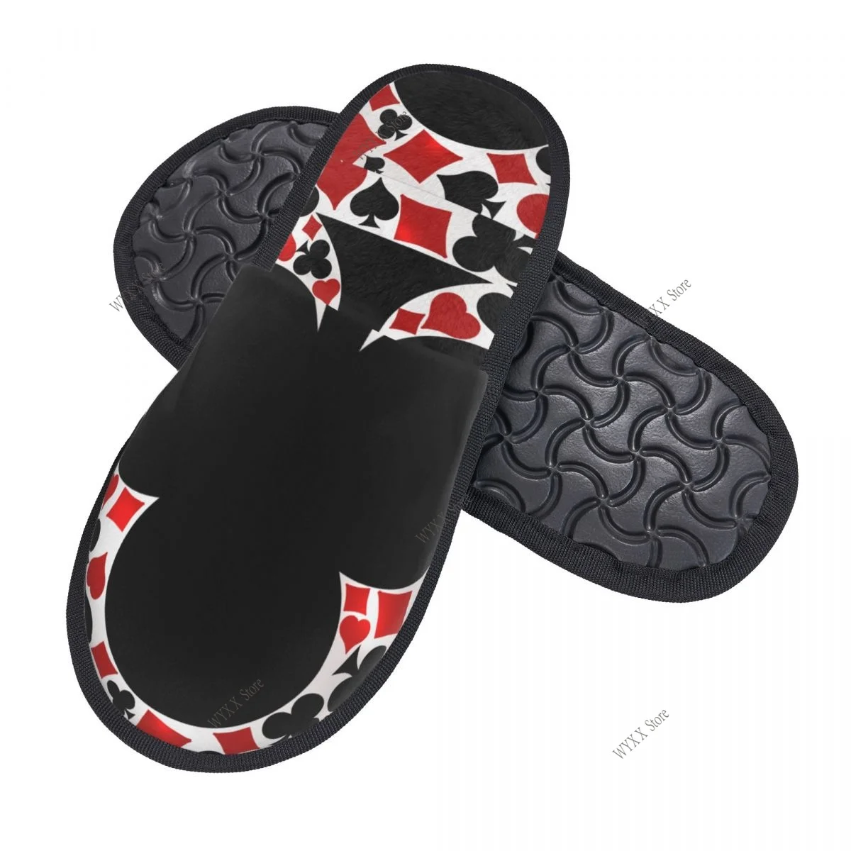 Men Women Plush Indoor Slippers Poker Warm Soft Shoes Home Footwear Autumn Winter
