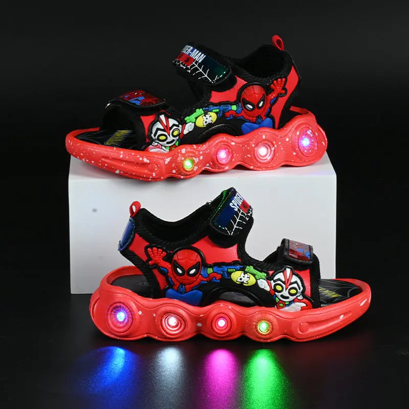 

Children's Shoes Disney Marvel Spider-Man LED Light Shoes for Boys Spring Autumn Beach Sandals Kids Sports Sneakers with Lights